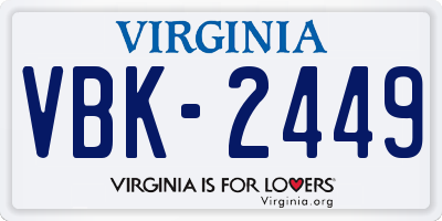 VA license plate VBK2449