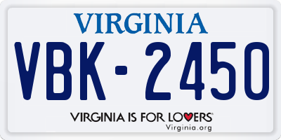 VA license plate VBK2450