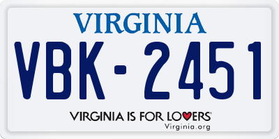 VA license plate VBK2451
