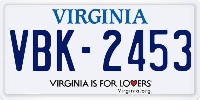 VA license plate VBK2453