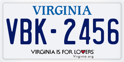 VA license plate VBK2456