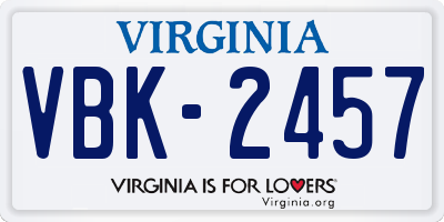 VA license plate VBK2457
