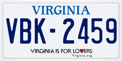 VA license plate VBK2459