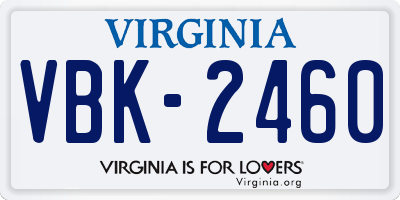 VA license plate VBK2460