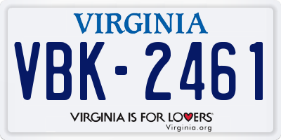 VA license plate VBK2461