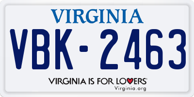 VA license plate VBK2463