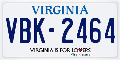 VA license plate VBK2464