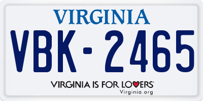 VA license plate VBK2465