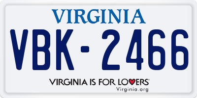 VA license plate VBK2466