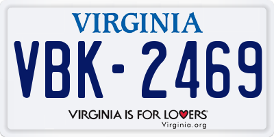 VA license plate VBK2469