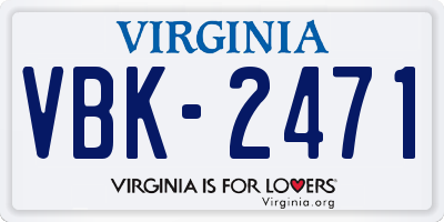 VA license plate VBK2471
