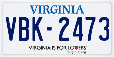 VA license plate VBK2473