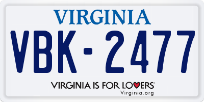 VA license plate VBK2477