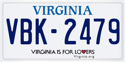 VA license plate VBK2479