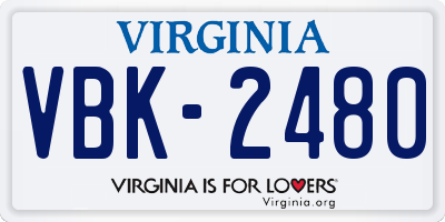 VA license plate VBK2480