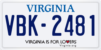 VA license plate VBK2481