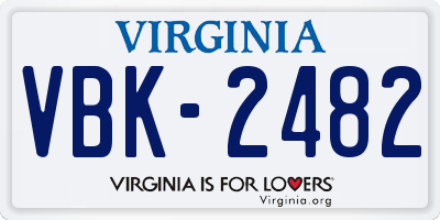 VA license plate VBK2482