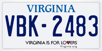 VA license plate VBK2483