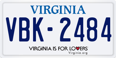VA license plate VBK2484