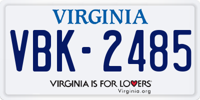 VA license plate VBK2485
