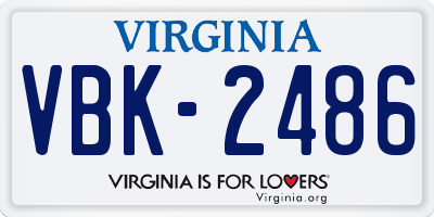 VA license plate VBK2486