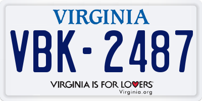 VA license plate VBK2487