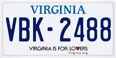 VA license plate VBK2488