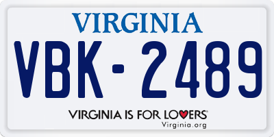 VA license plate VBK2489