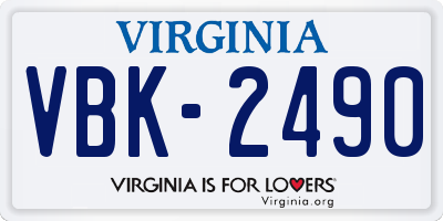 VA license plate VBK2490