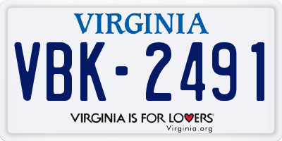VA license plate VBK2491