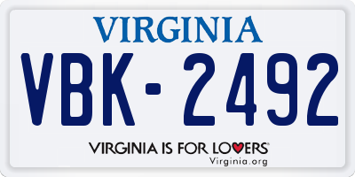 VA license plate VBK2492