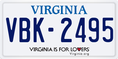VA license plate VBK2495