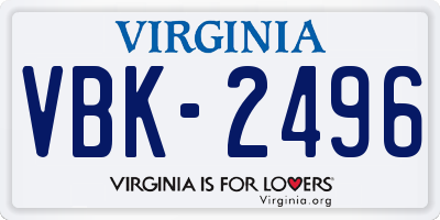 VA license plate VBK2496