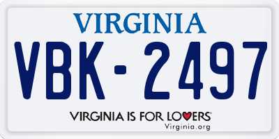 VA license plate VBK2497