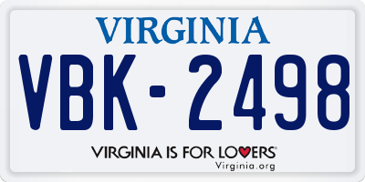 VA license plate VBK2498