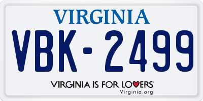 VA license plate VBK2499