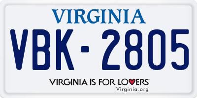 VA license plate VBK2805