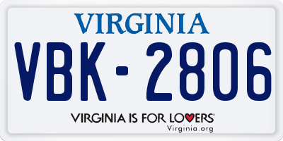 VA license plate VBK2806