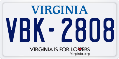 VA license plate VBK2808
