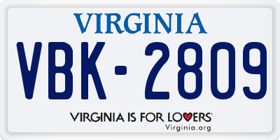VA license plate VBK2809