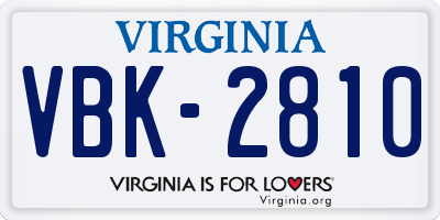 VA license plate VBK2810