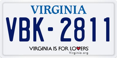 VA license plate VBK2811