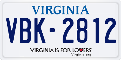 VA license plate VBK2812