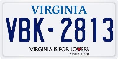VA license plate VBK2813