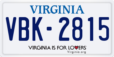 VA license plate VBK2815