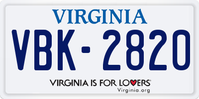 VA license plate VBK2820