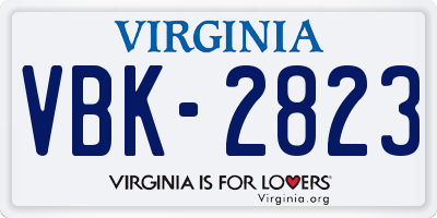 VA license plate VBK2823