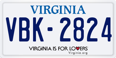 VA license plate VBK2824