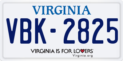 VA license plate VBK2825