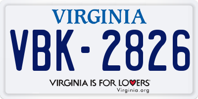 VA license plate VBK2826